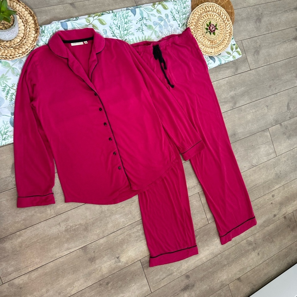 Vintage Nordstrom Women’s Pink Button Down Pajama Set Long Sleeve Size XS SOFT - Picture 4 of 13